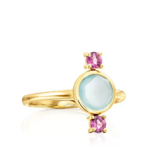 Flash Sale Gold Virtual Garden Ring with chalcedony and rhodolite 分类为空 | Small Rings