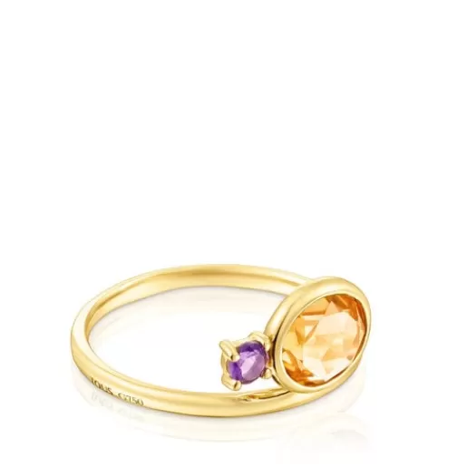 Flash Sale Gold Virtual Garden Ring with citrine and amethyst 分类为空 | Small Rings