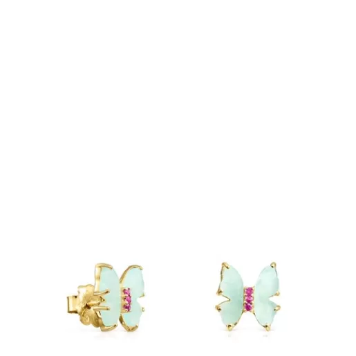 Outlet Gold with Amazonite and Ruby Vita butterfly Earrings Gold Earrings | Small Earrings