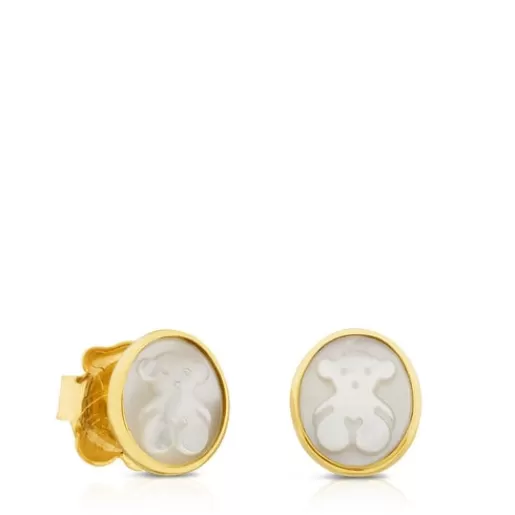 Shop Gold with Mother-of-Pearl Camee Earrings Gold Earrings | Small Earrings