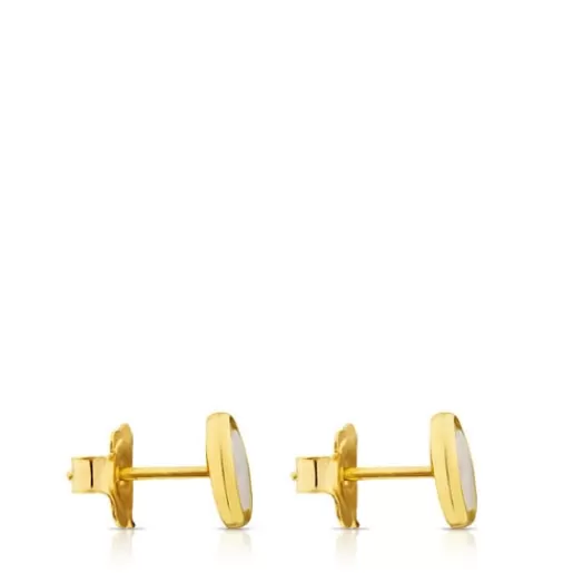 Shop Gold with Mother-of-Pearl Camee Earrings Gold Earrings | Small Earrings