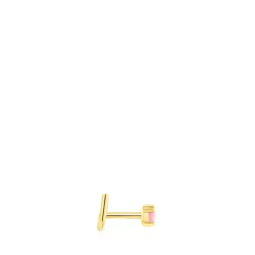 Fashion Gold-colored IP St. Tropez Nose piercing with rhodonite Steel Piercing