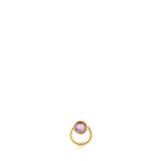 Cheap Gold-colored IP steel and amethyst Plump Piercing Small Earrings | Individual Earrings