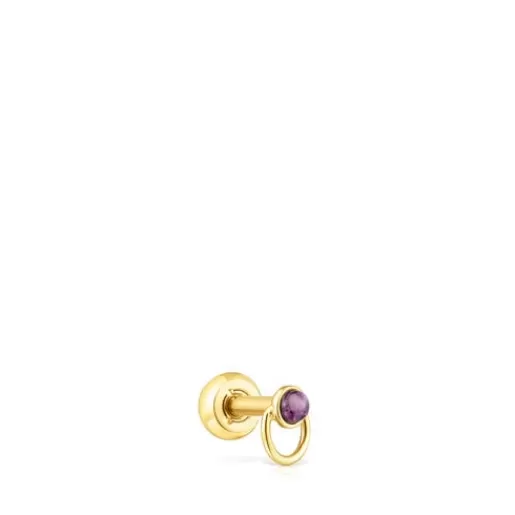 Cheap Gold-colored IP steel and amethyst Plump Piercing Small Earrings | Individual Earrings