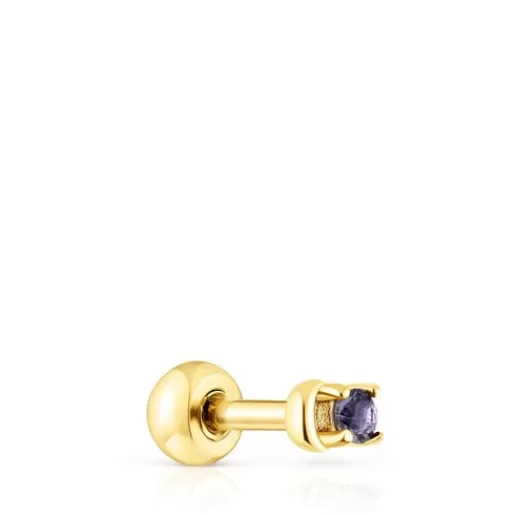 Discount Gold-colored IP steel and iolite New Motif Moon piercing Small Earrings | Individual Earrings