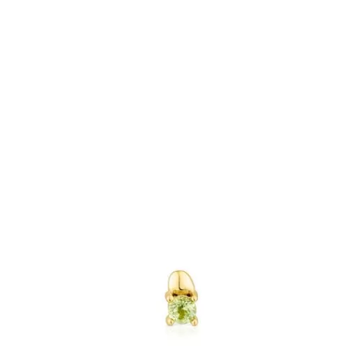 Clearance Gold-colored IP steel and peridot New Motif Ball piercing Small Earrings | Individual Earrings