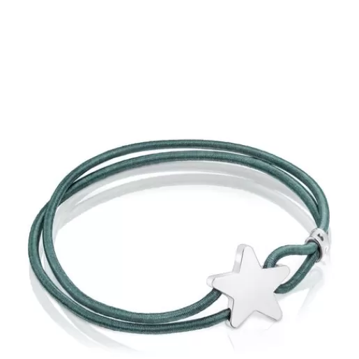 Shop Green elastic Sweet Dolls Bracelet with star Kids Silver Bracelets | Cord And Thread Bracelets