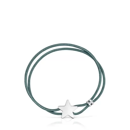 Shop Green elastic Sweet Dolls Bracelet with star Kids Silver Bracelets | Cord And Thread Bracelets