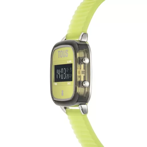 Flash Sale Green polycarbonate Digital watch with silicone strap D-Logo Fresh For Her | For Man