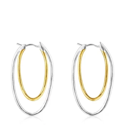 Fashion Hav bicolor ellipse Earrings Silver Earrings | Hoop Earrings