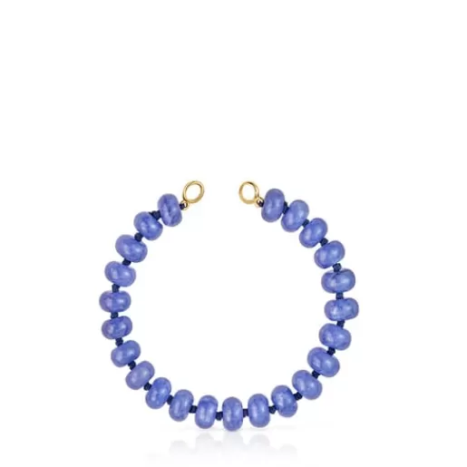 New Hold Oval Bracelet with 18kt gold plating over silver and blue quartzite Silver Bracelets