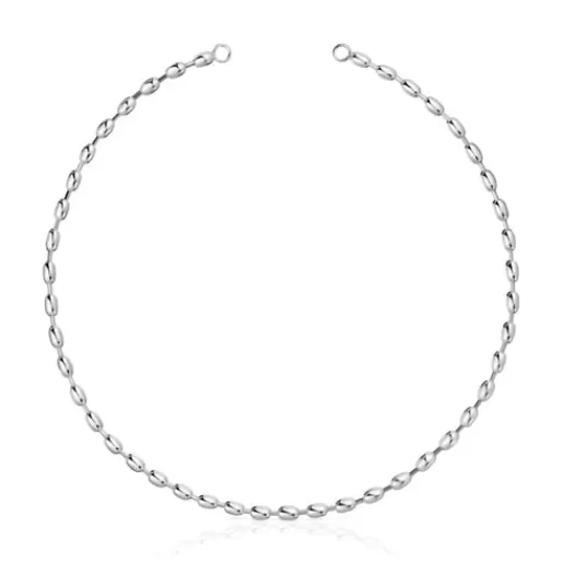 Online Hold Oval 42 cm Choker with ball motifs Silver Necklaces | Short Necklaces