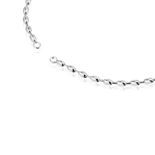 Online Hold Oval 42 cm Choker with ball motifs Silver Necklaces | Short Necklaces