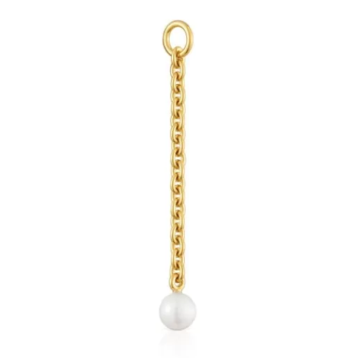 Hot Hold Oval Pendant with 18kt gold plating over silver and cultivated pearl Silver Pendants | Large Pendants