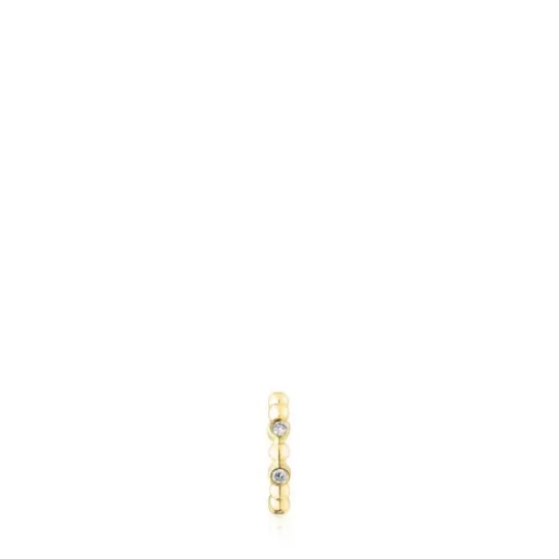 Store Hoop earring with balls and diamonds Les Classiques Gold Earrings | Individual Earrings