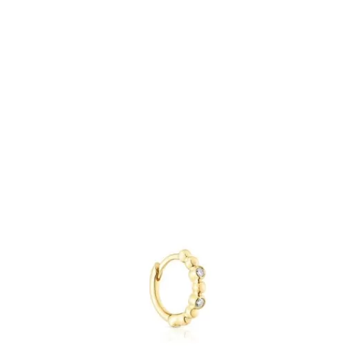 Store Hoop earring with balls and diamonds Les Classiques Gold Earrings | Individual Earrings