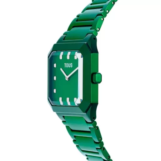 Best Sale Karat Squared Analogue watch with green aluminum strap For Her | For Man