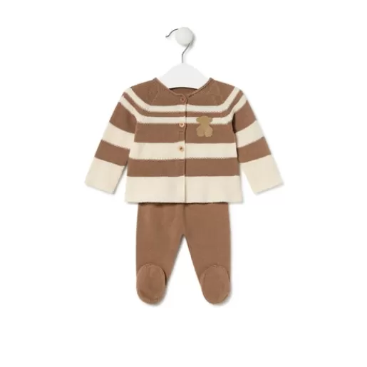 Discount Knitted baby set in Tricot stripy beige Kids Accessories