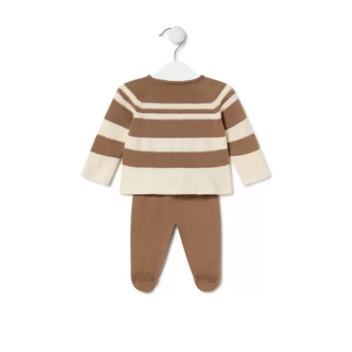 Discount Knitted baby set in Tricot stripy beige Kids Accessories