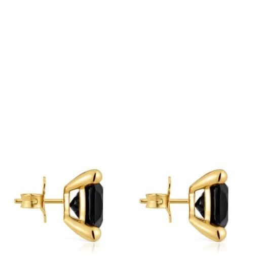 Discount 18kt gold plating over silver and onyx Earrings Color Black Small Earrings