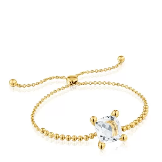 Best 18kt gold plating over silver and rock crystal quartz detail chain Bracelet Color White Chain Bracelets