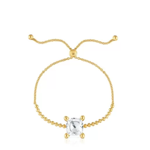 Best 18kt gold plating over silver and rock crystal quartz detail chain Bracelet Color White Chain Bracelets
