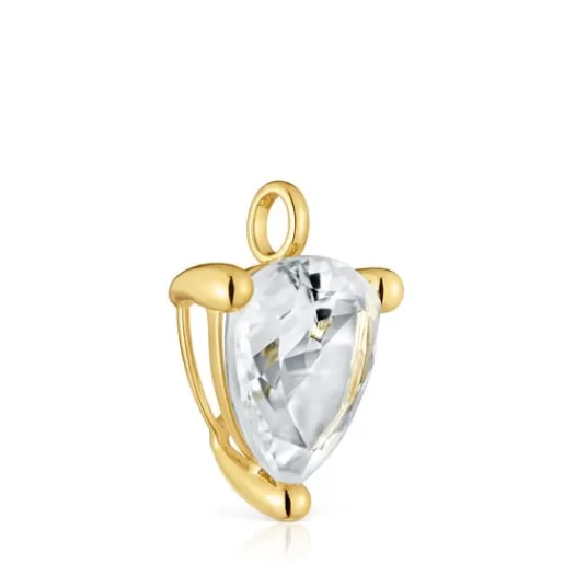 Hot 18kt gold plating over silver and rock crystal quartz Pendant Color White Medium Pendants