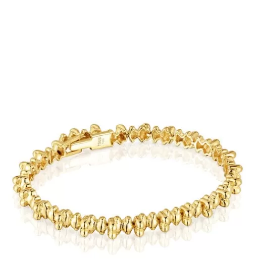 Hot 18 kt gold plating over silver chain Bracelet with bear motifs Bold Bear Silver Bracelets | Chain Bracelets