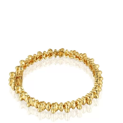 Hot 18 kt gold plating over silver chain Bracelet with bear motifs Bold Bear Silver Bracelets | Chain Bracelets
