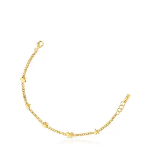 Cheap 18kt gold plating over silver Chain bracelet with motifs Bold Motif Silver Bracelets | Chain Bracelets