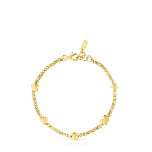 Cheap 18kt gold plating over silver Chain bracelet with motifs Bold Motif Silver Bracelets | Chain Bracelets