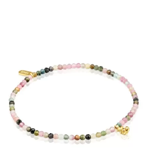 New 18kt gold plating over silver elastic Bracelet with tourmalines Bold Bear Silver Bracelets