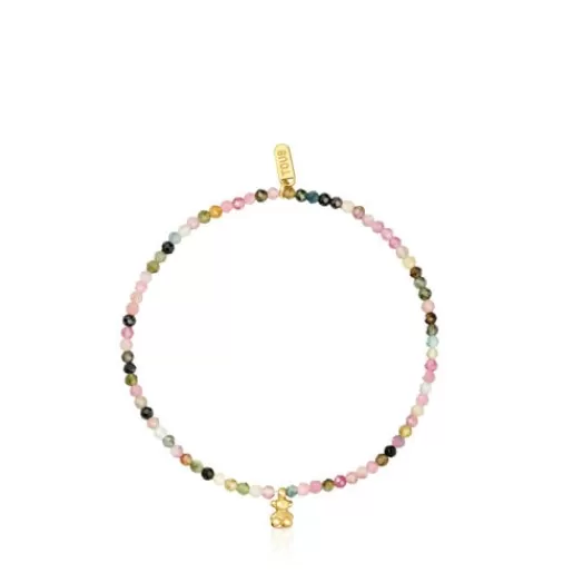 New 18kt gold plating over silver elastic Bracelet with tourmalines Bold Bear Silver Bracelets