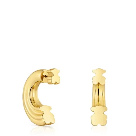 Flash Sale 18kt gold plating over silver Hoop earrings with bear motif 1950 Silver Earrings | Hoop Earrings