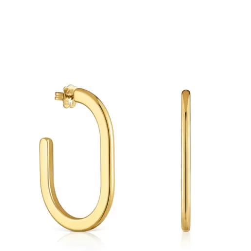 Shop 18kt gold plating over silver long Hoop earrings Line Silver Earrings | Hoop Earrings