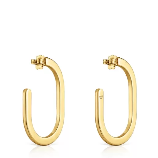 Shop 18kt gold plating over silver long Hoop earrings Line Silver Earrings | Hoop Earrings