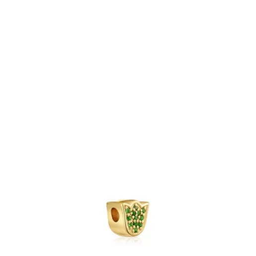 New 18kt gold plating over silver tulip Pendant and tsavorites 1950 Silver Pendants | Charms
