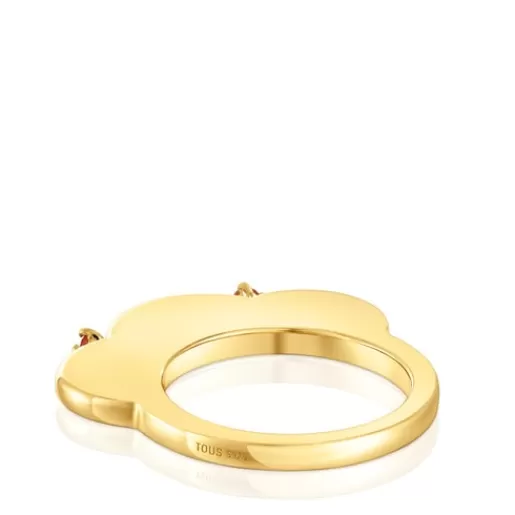 Fashion Large flower Ring with 18kt gold plating over silver and carnelian My Other Half Silver Rings | Large Rings