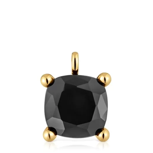 Flash Sale Large 18kt gold plating over silver and onyx Pendant Color Black Large Pendants