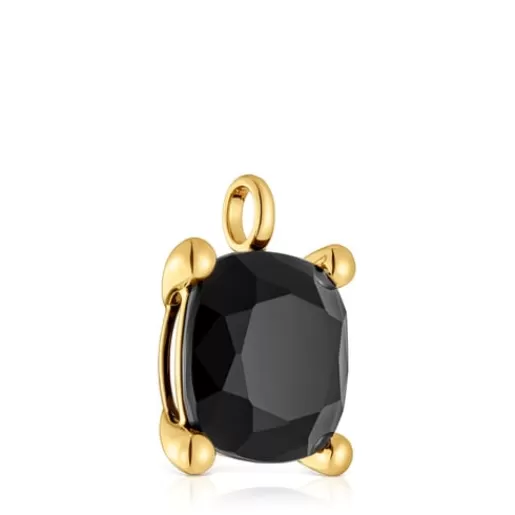 Flash Sale Large 18kt gold plating over silver and onyx Pendant Color Black Large Pendants