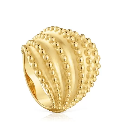 New Large Ring with 18kt gold plating over silver Grain Silver Rings
