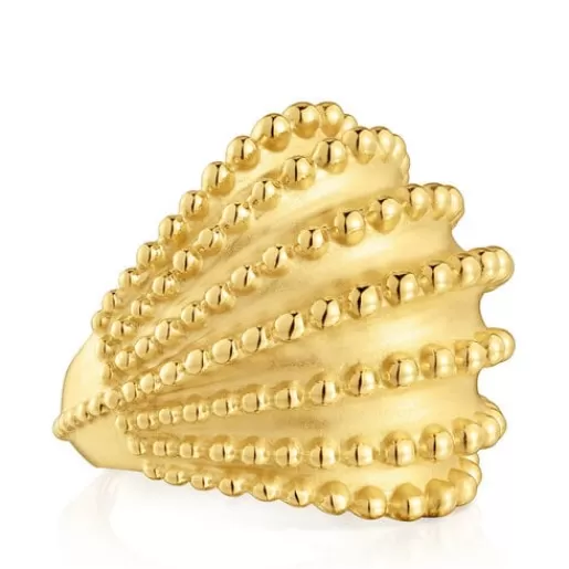 New Large Ring with 18kt gold plating over silver Grain Silver Rings