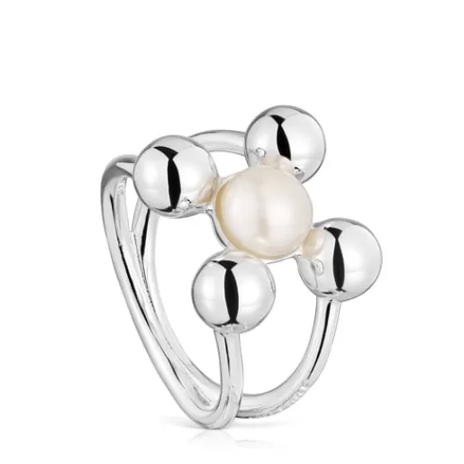 Online Large and cultured pearl motifs Ring Sugar Party Silver Rings