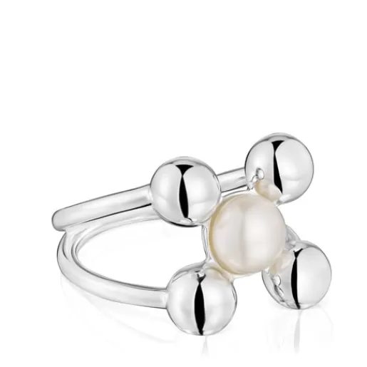 Online Large and cultured pearl motifs Ring Sugar Party Silver Rings