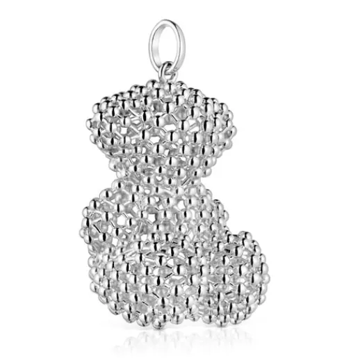 Outlet Large silver texturized bear Pendant Bold Bear Silver Pendants | Large Pendants