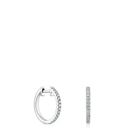 Flash Sale Les Classiques 11 mm short Hoop earrings in white gold with diamonds Gold Earrings | Hoop Earrings