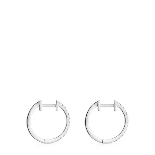 Flash Sale Les Classiques 11 mm short Hoop earrings in white gold with diamonds Gold Earrings | Hoop Earrings