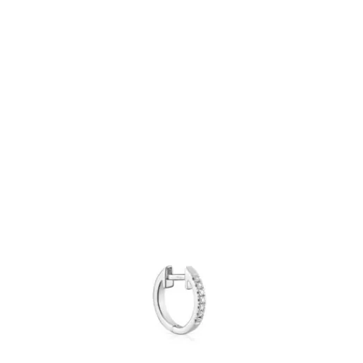 Best Sale Les Classiques 8.5 mm short Hoop single earring in white gold with diamonds Gold Earrings | Hoop Earrings