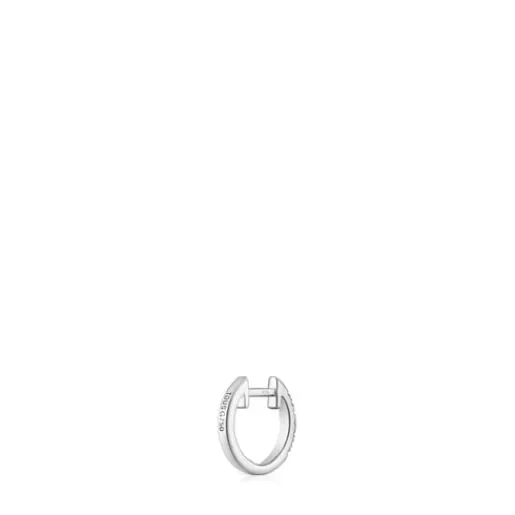 Best Sale Les Classiques 8.5 mm short Hoop single earring in white gold with diamonds Gold Earrings | Hoop Earrings
