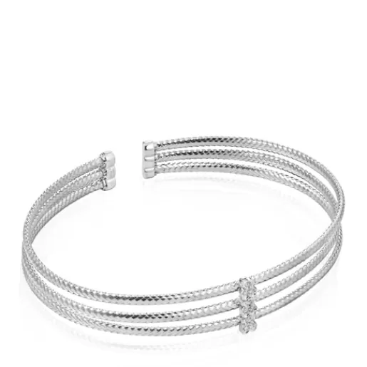 Online Light triple Bracelet in White Gold with Diamonds Gold Bracelets